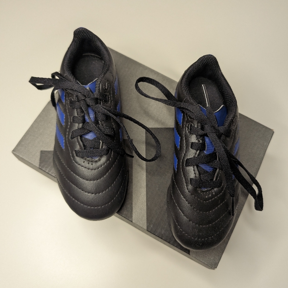 Adidas 10K Youth Goletto VIII FGJ Black Royal Blue Soccer Cleats - Picture 2 of 11